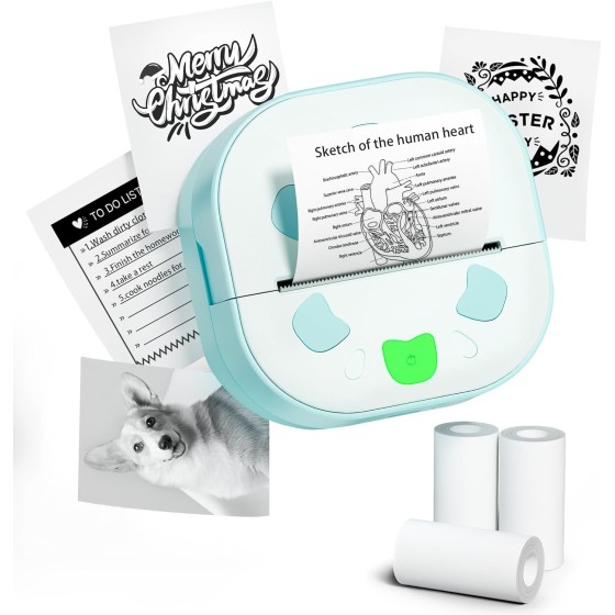 Sticker Printer, PrintPods Mini Printer, Bluetooth Portable Sticker Maker with 3 Rolls Paper, Print Pod Inkless Thermal Printers for iphone, Impresora Portátil for Notes, Journal, DIY, Kids Gift